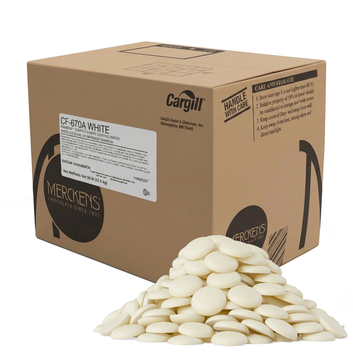 Merckens White Melting Wafers - 50 lb