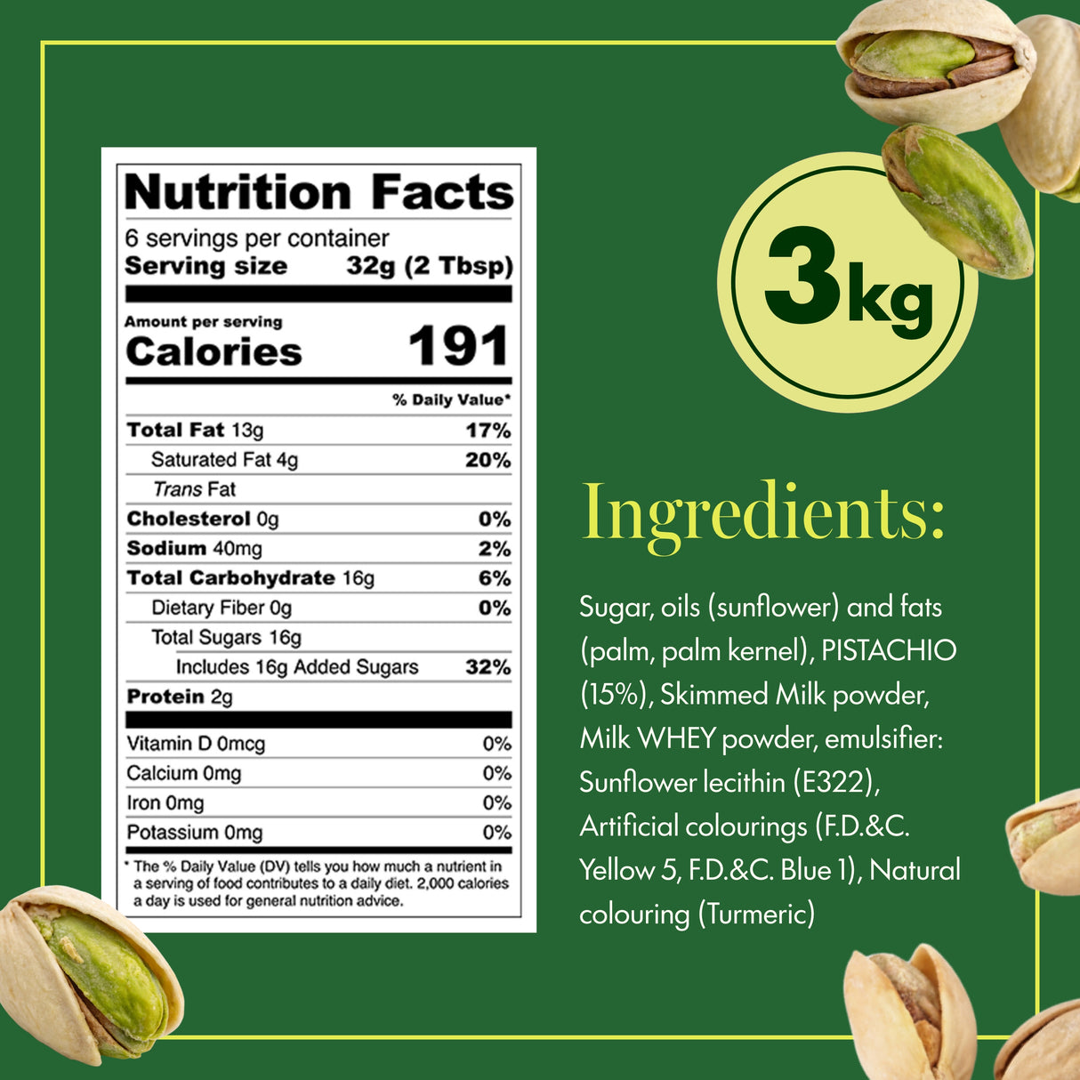 Pistachio Cream - 3 kg (Pack of 10)