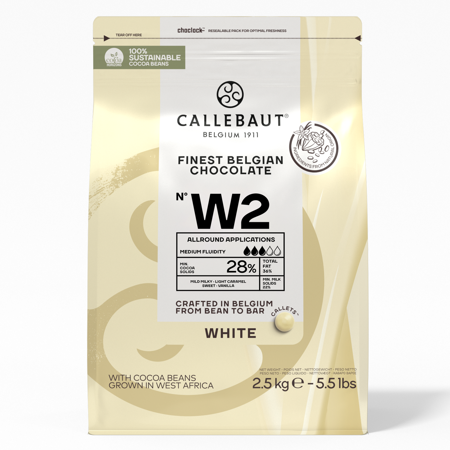 W2 White Chocolate Callets 28% - 2.5 kg