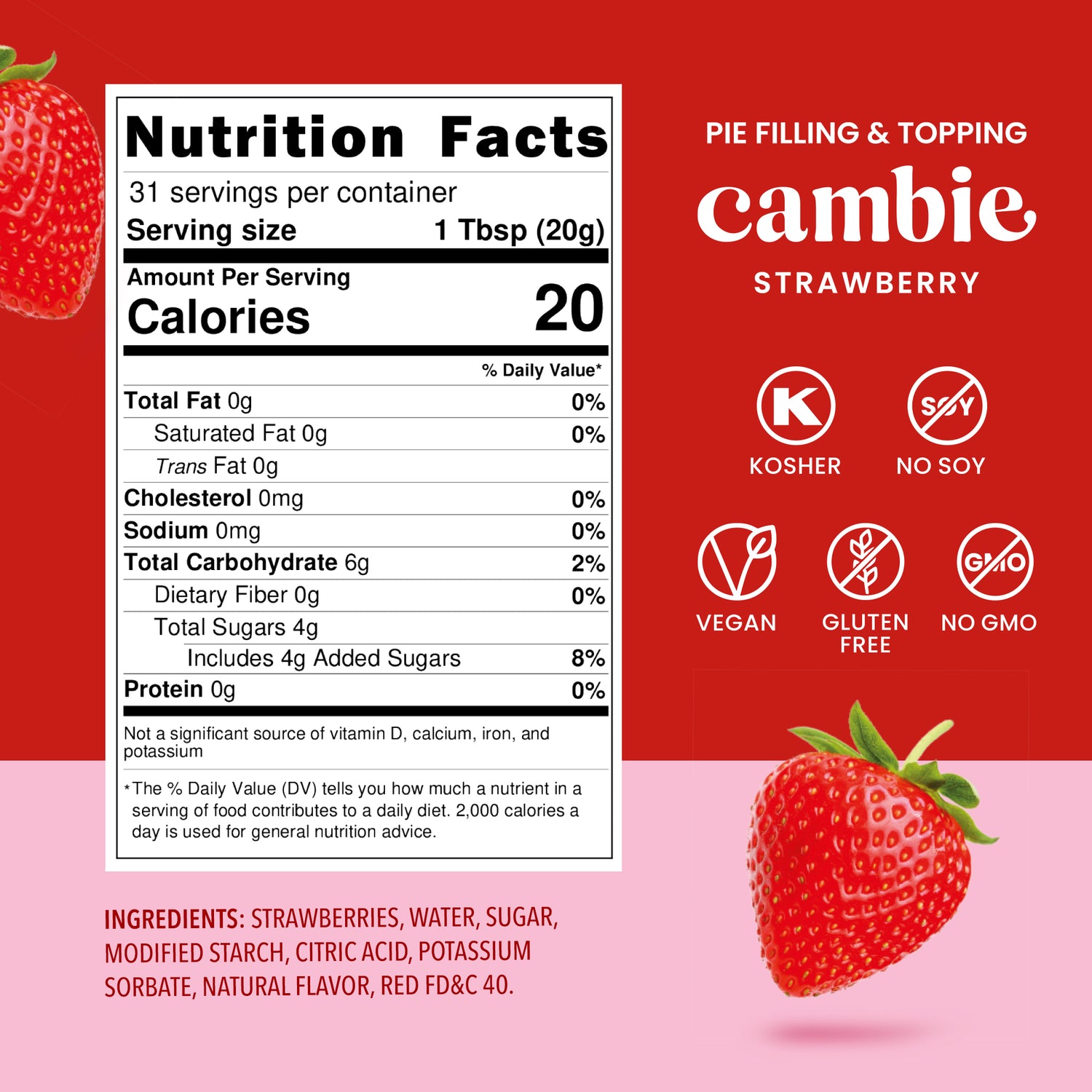 Strawberry Pie Filling - 610 g