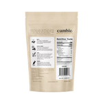 Perla White Chocolate Couverture 29%, 1 lb bag back with tempering steps and nutrition facts