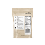 Perla White Chocolate Couverture 29%, 5 lb bag back with tempering steps and nutrition facts
