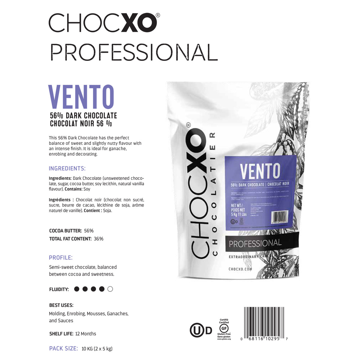 Vento Dark Chocolate 56% - 5 kg