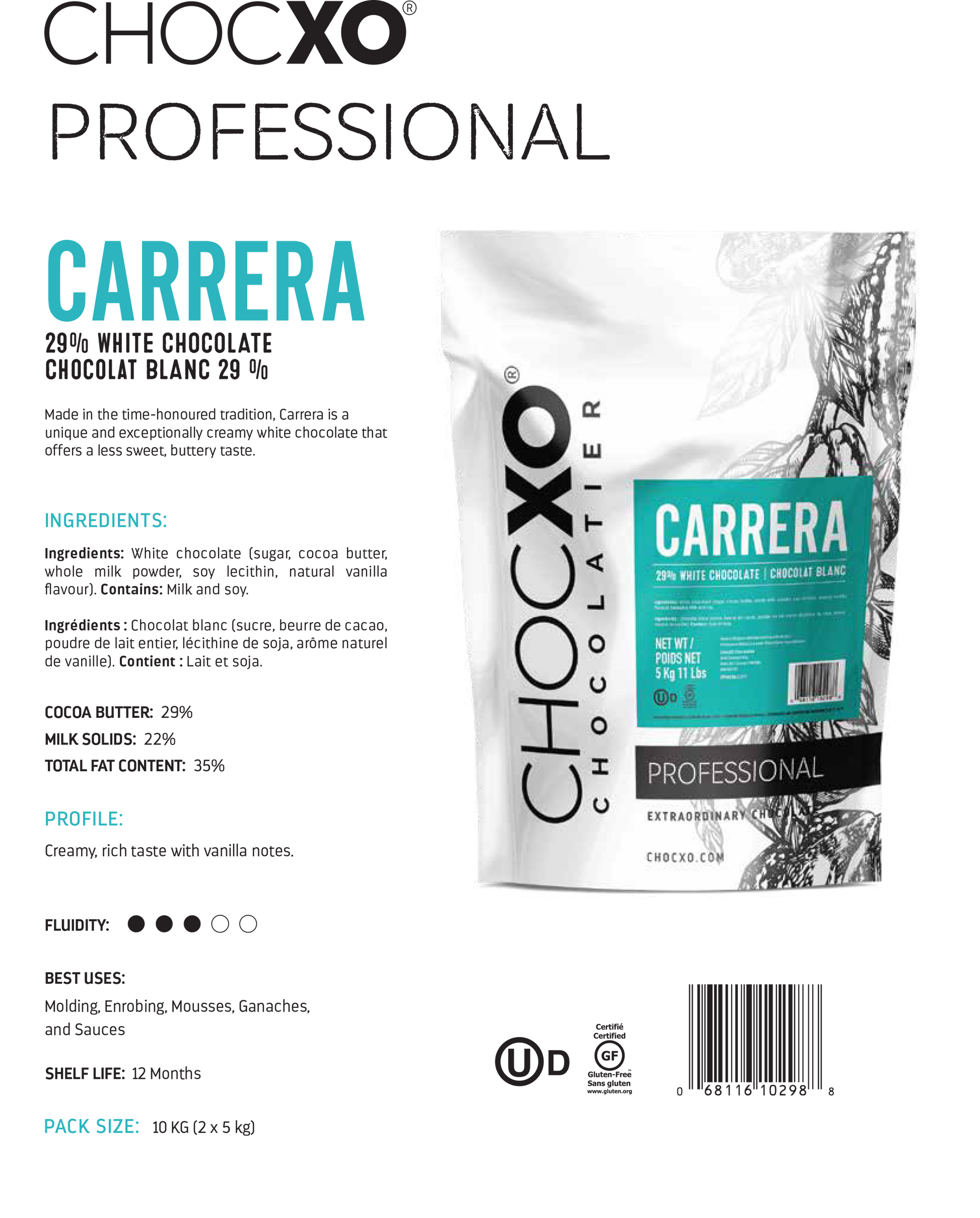 Carrera White Chocolate 29% - 5 kg
